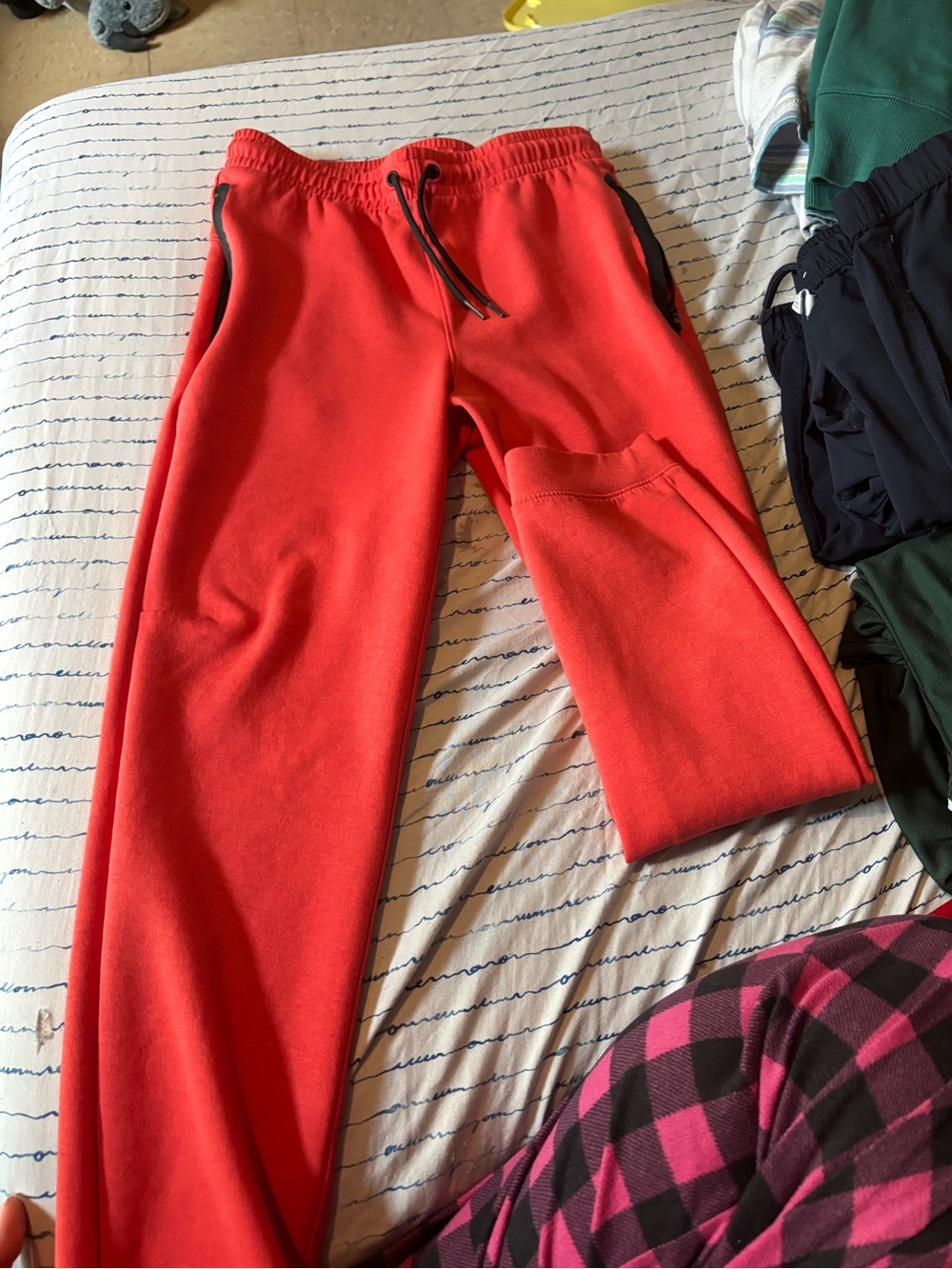 Old Navy Bright Red Kids Jogger Pants with Black Trim
